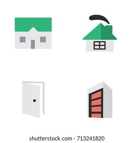 Vector Illustration Set Of Simple Real Icons. Elements Entry, House, Construction And Other Synonyms House, Home And Building.
