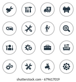 Vector Illustration Set Of Simple Repairing Icons. Elements Tools, Fix, Caution And Other Synonyms Search, Master And Furniture.