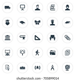 Vector Illustration Set Of Simple School Icons. Elements Tutor, Student, Achievement And Other Synonyms Mater, Bookmark And Bookshop.