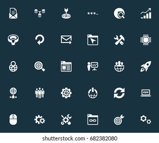 Vector Illustration Set Of Simple Search Icons. Elements Globe, Letter, Refresh And Other Synonyms Search, Construction And Space.