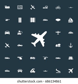 Vector Illustration Set Of Simple Shipment Icons. Elements Downgrade, Agricultural Aircraft, Automotive And Other Synonyms Airliner, Ecological And Plane.