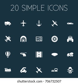 Vector Illustration Set Of Simple Shipment Icons. Elements Steam Train, Jet, Cement Machine And Other Synonyms Tuning, Aicraft And Transport. Vector Illustration Set Of Simple Shipment Icons. Elements Steam Train, Jet, Cement Machine And Other Synonyms Tuning, Aicraft And Transport.