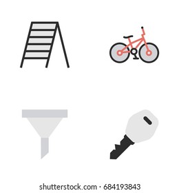 Vector Illustration Set Of Simple Shipping Icons. Elements Recycle, Strainer, Open And Other Synonyms Open, Key And Percolator.