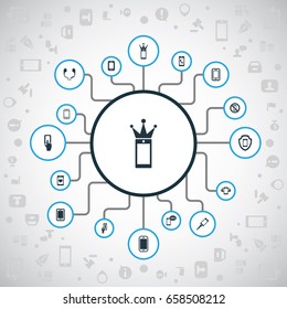 Vector Illustration Set Of Simple Smartphone Icons. Elements Calling, Protection, Crown And Other Synonyms Forbidden, Call And Protection.