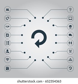 Vector Illustration Set Of Simple Social Icons. Elements Handshake, Radio Tower, Remote Storage Synonyms Antenna, Friendship And Tablet.