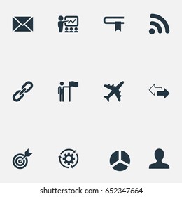Vector Illustration Set Of Simple Solution Icons. Elements Training, Free Internet, Strength And Other Synonyms Process, Holding And Target.
