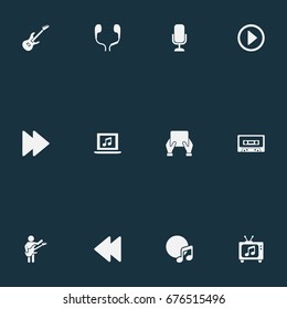 Vector Illustration Set Of Simple Sound Icons. Elements Metal, Ringtones, Podcast And Other Synonyms Sheet, Menu And Ringtones.