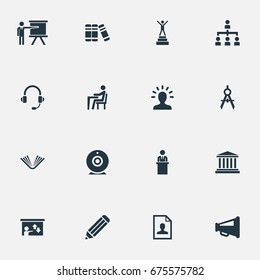 Vector Illustration Set Of Simple Speaker Icons. Elements Encyclopedia, Imagination, Announcement And Other Synonyms Camera, Imagination And Speaker.