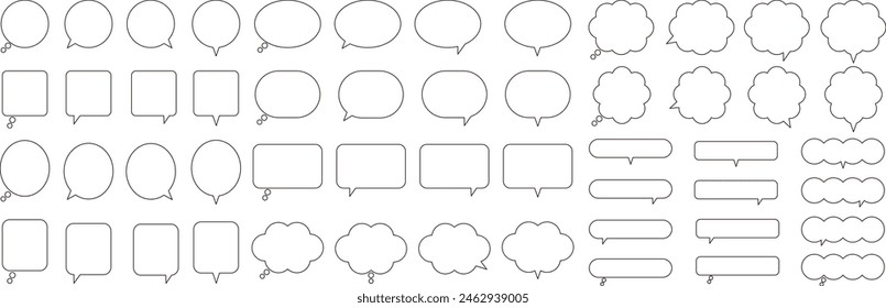 Vector illustration set of simple speech bubbles. Speech balloon, frame, frame, stylish, variation