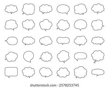 A vector illustration set of simple speech bubbles. Speech balloon, frames, lines, stylish