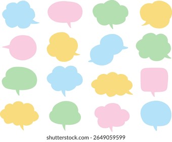 Um conjunto de ilustrações vetoriais de bolhas de fala simples. Balão de fala, quadros, elegante, solto