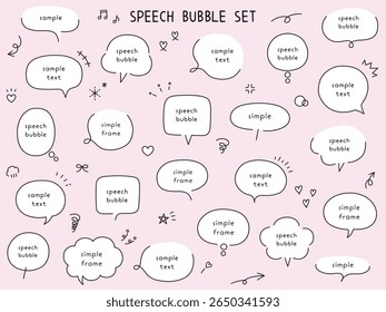 A vector illustration set of simple speech bubbles. Speech balloon, frames, stylish, doodles