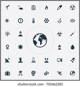 Vector Illustration Set Of Simple Study Icons. Elements Burst, Checklist, Reward And Other Synonyms Satellite, Globe And Snowflake.