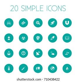 Vector Illustration Set Of Simple Study Icons. Elements Fire, Geography, Book And Other Synonyms Pipette, Mad And Info.
