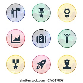 Vector Illustration Set Simple Success Icons Stock Vector (Royalty Free ...