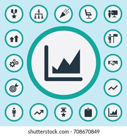 Vector Illustration Set Of Simple Success Icons. Elements File, Target, Success And Other Synonyms Diagram, Success And Upward.