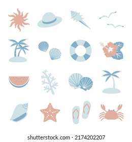 Vector illustration set of simple summer icons