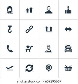 Vector Illustration Set Of Simple Systematization Icons. Elements Call Up, Two Directions, Road And Other Synonyms Box, Right And Shop.