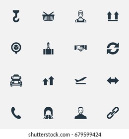 Vector Illustration Set Of Simple Systematization Icons. Elements Hook, Retail, Supporting And Other Synonyms Road, Connection And Equipment.