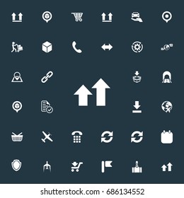 Vector Illustration Set Of Simple Systematization Icons. Elements Air Transport, Period, Plane And Other Synonyms Down, Protection And Parcel.