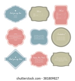 Vector illustration of a set of simple tags, labels, frames for scrapbook and design