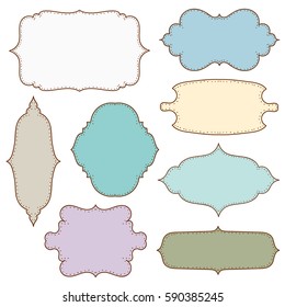 Vector illustration of a set of simple tags, labels, frames for scrapbook and design