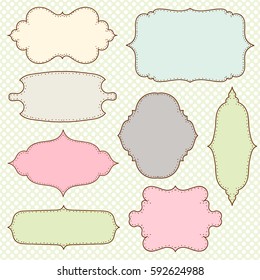 Vector illustration of a set of simple tags, labels, frames for scrapbook and design