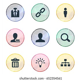 Vector Illustration Set Of Simple Team Icons. Elements Member, Business Style, Togetherness And Other Synonyms Link, Connection And Dress-Code.