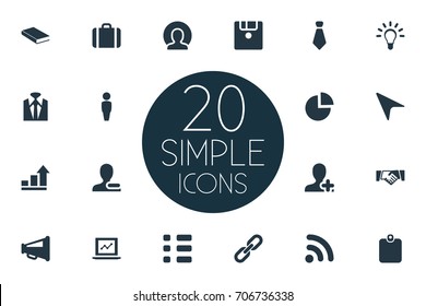 Vector Illustration Set Of Simple Team Icons. Elements Remove Cantact, Worldwide Success, Innovation And Other Synonyms Loudspeaker, Signal And Agreement.