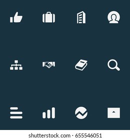 Vector Illustration Set Of Simple Teamwork Icons. Elements Relationship, Graph, Handshake Synonyms Network, International And Library.