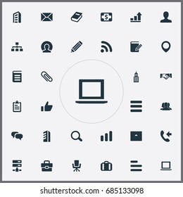 Vector Illustration Set Of Simple Teamwork Icons. Elements Library, Diplomat, Computer And Other Synonyms Diagram, Directory And Architecture.