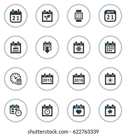 Vector Illustration Set Of Simple Time Icons. Elements History, Summer Calendar, Heart And Other Synonyms Day, Reminder And Planner.