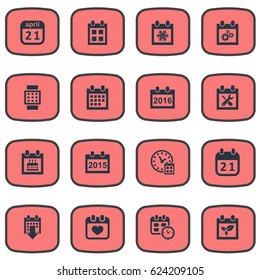 Vector Illustration Set Of Simple Time Icons. Elements Special Day, Agenda, Date And Other Synonyms Date, Smart And Almanac.