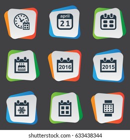 Vector Illustration Set Of Simple Time Icons. Elements Remembrance, Deadline, Reminder And Other Synonyms Reminder, Time And Winter.