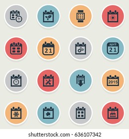 Vector Illustration Set Of Simple Time Icons. Elements Leaf, Almanac, Planner And Other Synonyms Special, Almanac And Deadline.