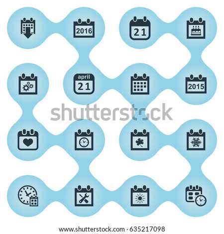 Vector Illustration Set Of Simple Time Icons. Elements Date, Annual, Summer Calendar And Other Synonyms Autumn, Birthday And Deadline.