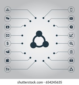 Vector Illustration Set Of Simple Trade Icons. Elements Pay, Hierarchy, Mobile Phone And Other Synonyms Dialog, Cross And Inbox.
