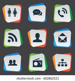 Vector Illustration Set Of Simple Transmission Icons. Elements Talking, Structure, Walkie And Other Synonyms Mail, Networking And Wave.