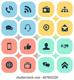 Vector Illustration Set Of Simple Transmission Icons. Elements Structure, Wave, Talking And Other Synonyms Pin, Tv And Wave.
