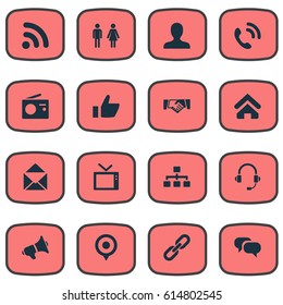 Vector Illustration Set Of Simple Transmission Icons. Elements House Location, Structure, Conversation And Other Synonyms Talking, Megaphone And Fm.