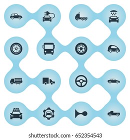 Vector Illustration Set Of Simple Transport Icons. Elements Lego, Camion, Private Vehicle And Other Synonyms Public, Pumping And Lego.