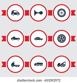 Vector Illustration Set Of Simple Transport Icons. Elements Rotation, Circle, Shipment And Other Synonyms Iron, Rotation And Motor.