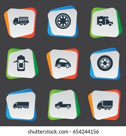 Vector Illustration Set Of Simple Transport Icons. Elements Carriage, Lego, Van And Other Synonyms Transport, Haulage And Transportation.