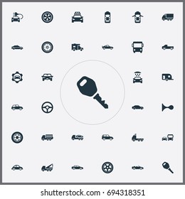 Vector Illustration Set Of Simple Transport Icons. Elements Gear, Cab, Repair And Other Synonyms Electric, Haulage And Carriage.