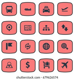 Vector Illustration Set Of Simple Transportation Icons. Elements Exporation, Navigation, Banner And Other Synonyms Navigation, Exploration And City.