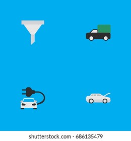 Vector Illustration Set Of Simple Transportation Icons. Elements Strainer, Automobile, Charge And Other Synonyms Green, Charge And Strainer.