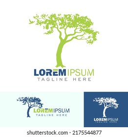A vector illustration set of Simple Tree Line Logo Sign
