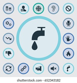 Vector Illustration Set Of Simple Trouble Icons. Elements Rotation, Career, News And Other Synonyms Sniper, Decreasing And Off.