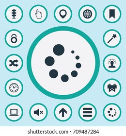 Vector Illustration Set Of Simple UI Icons. Elements World, Flag, Randomize Synonyms Marker, Imagination And Mind.
