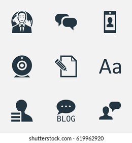 Vector Illustration Set Of Simple User Icons. Elements Profile, Man Considering, International Businessman And Other Synonyms Considering, Pen And Site.